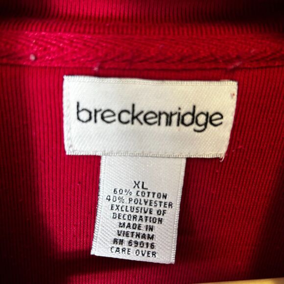 Vintage Breckenridge Deep Red Winter Cabin Scene Shawl Collar LS Sweatshirt XL - Picture 7 of 13